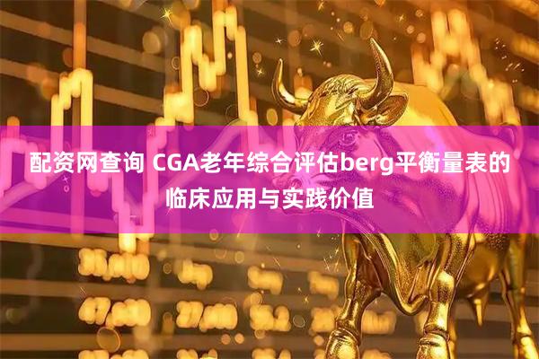 配资网查询 CGA老年综合评估berg平衡量表的临床应用与实践价值